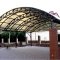 Metal canopy in the courtyard of a private house